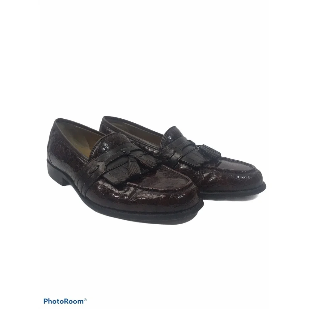 Florsheim Mens 9D Brown‎ Leather Tassle And Fringe Loafer